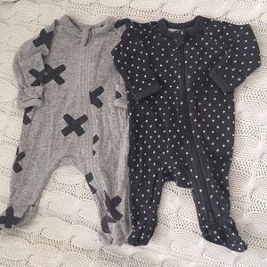 Cotton On baby pajama sleepers with zippers.